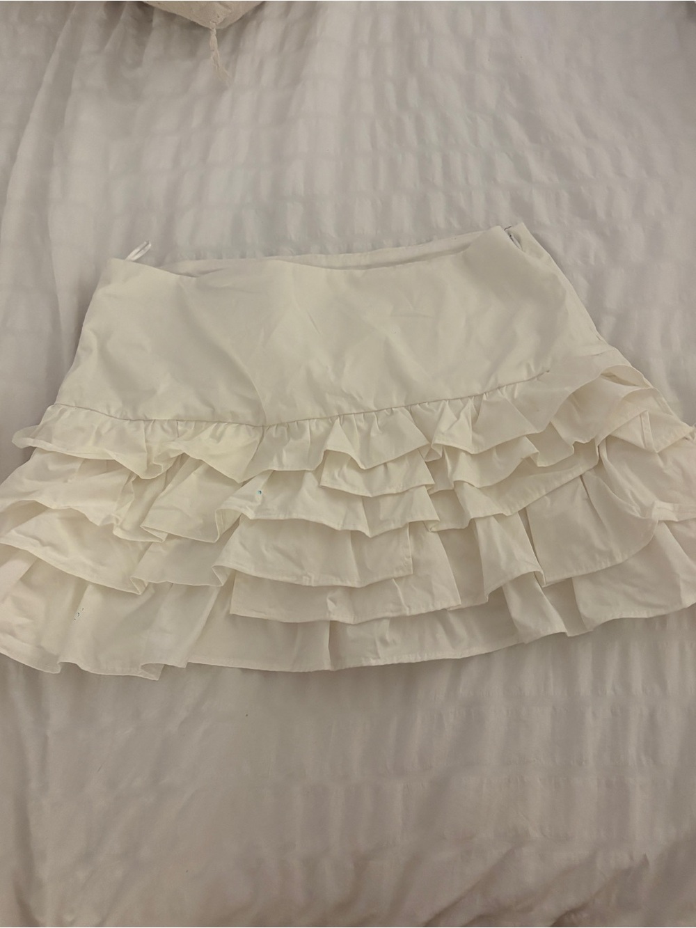 Zara Cream Layered Ruffle Mini Skirt